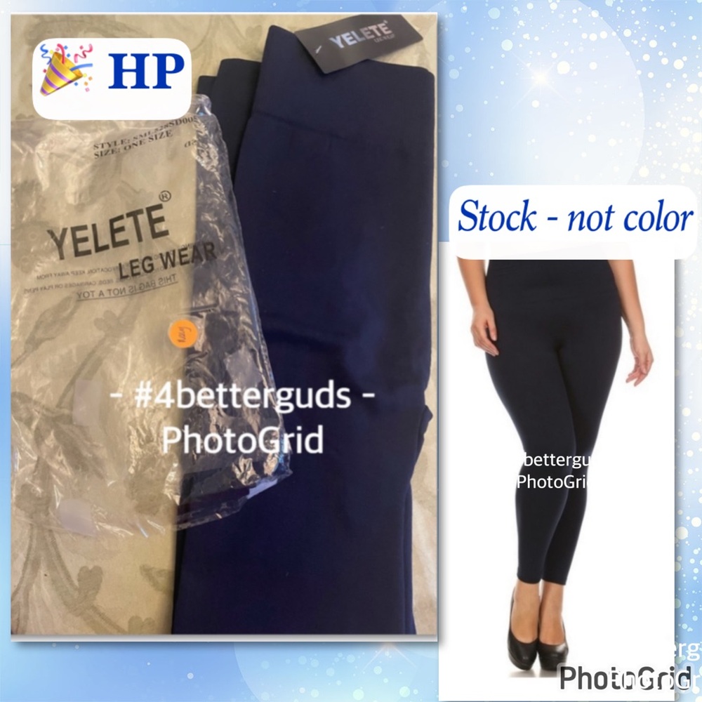 NEW Yelete Insulated Fleece Lined Stretch Seamless Slim Leggings Navy One Size